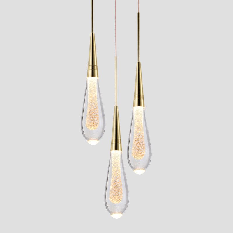 Gouden Druppel Kristallen Hanglamp-light decor-De Bazelaar
