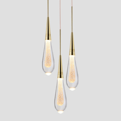 Gouden Druppel Kristallen Hanglamp-light decor-De Bazelaar