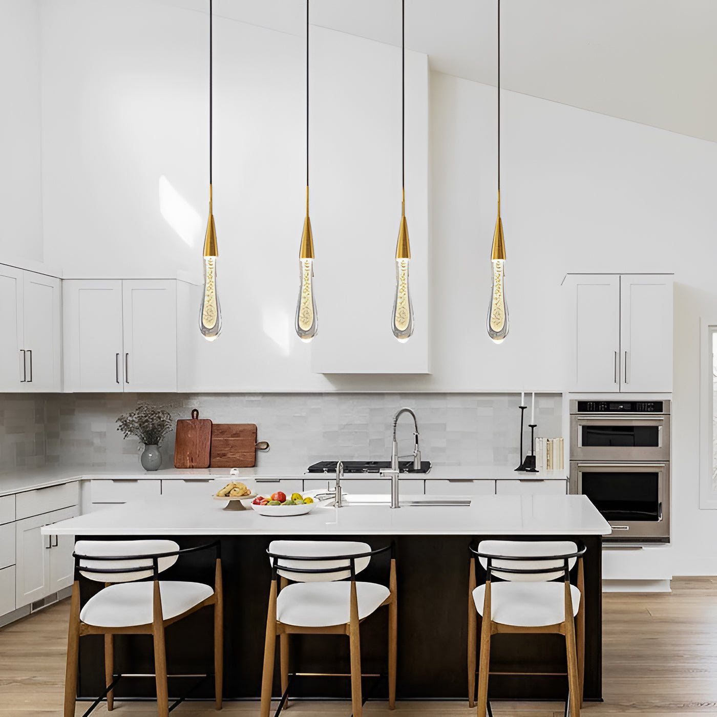 Gouden Druppel Kristallen Hanglamp-light decor-De Bazelaar