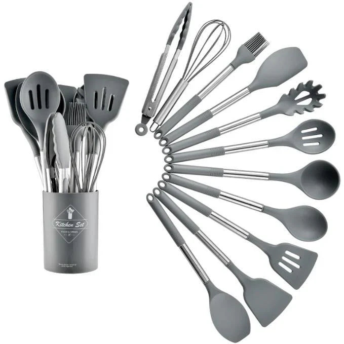 13-delige Nordic Siliconen Keukengerei Set - Duurzaam - Hittebestendig - Stijlvol-Cooking Utensil Sets-De Bazelaar