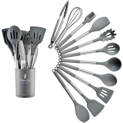 13-delige Nordic Siliconen Keukengerei Set - Duurzaam - Hittebestendig - Stijlvol-Cooking Utensil Sets-De Bazelaar