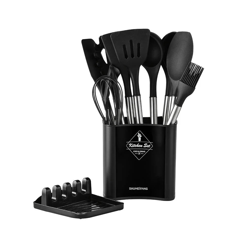 13-delige Nordic Siliconen Keukengerei Set - Duurzaam - Hittebestendig - Stijlvol-Cooking Utensil Sets-De Bazelaar