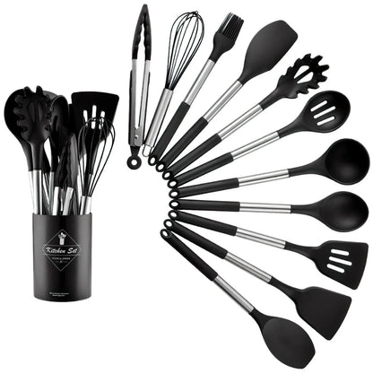 13-delige Nordic Siliconen Keukengerei Set - Duurzaam - Hittebestendig - Stijlvol-Cooking Utensil Sets-De Bazelaar