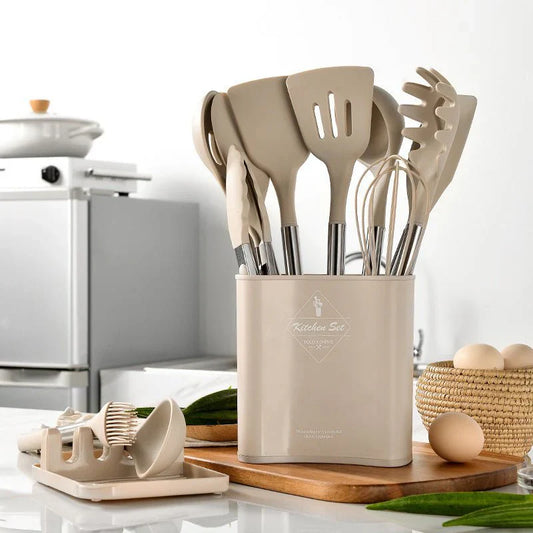 13-delige Nordic Siliconen Keukengerei Set - Duurzaam - Hittebestendig - Stijlvol-Cooking Utensil Sets-De Bazelaar