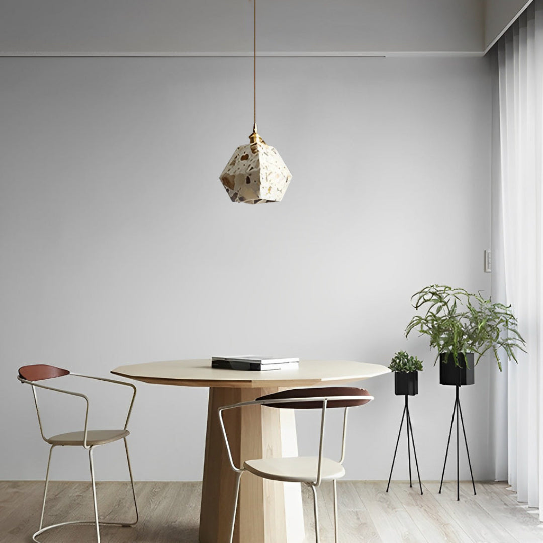 Hanglamp LED in Terrazzo Marmer – Modern Scandinavisch Design