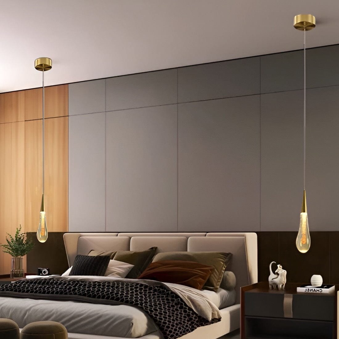 Gouden Druppel Kristallen Hanglamp-light decor-De Bazelaar