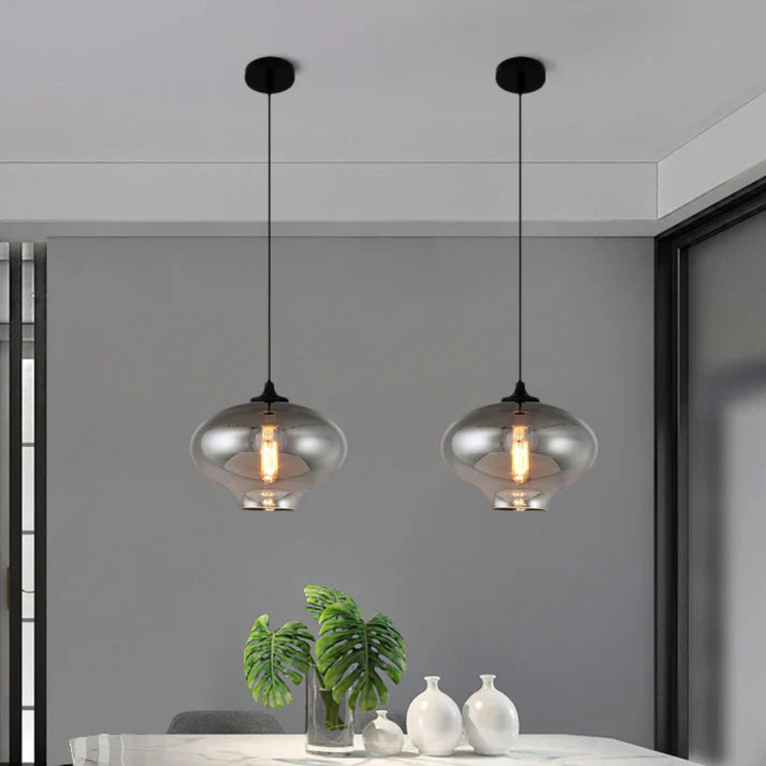 Nordic Loft Hanglamp - Stijlvolle Grijze Glazen Lampenkap