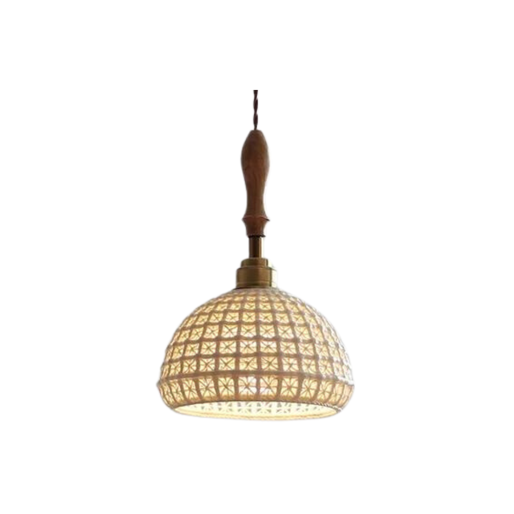 Retro Hanglamp van Gevlochten Keramiek-light decor-De Bazelaar