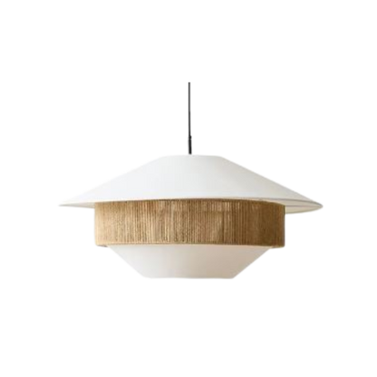 Elegante Hanglamp van Rotan en Stof-light decor-De Bazelaar