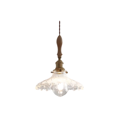 Retro Glazen Hanglamp met Houten Accenten-light decor-De Bazelaar