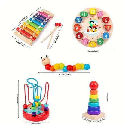 5-in-1 Montessori Speelset - Creatief Spelplezier - Ontwikkel Vaardigheden-Toys-De Bazelaar