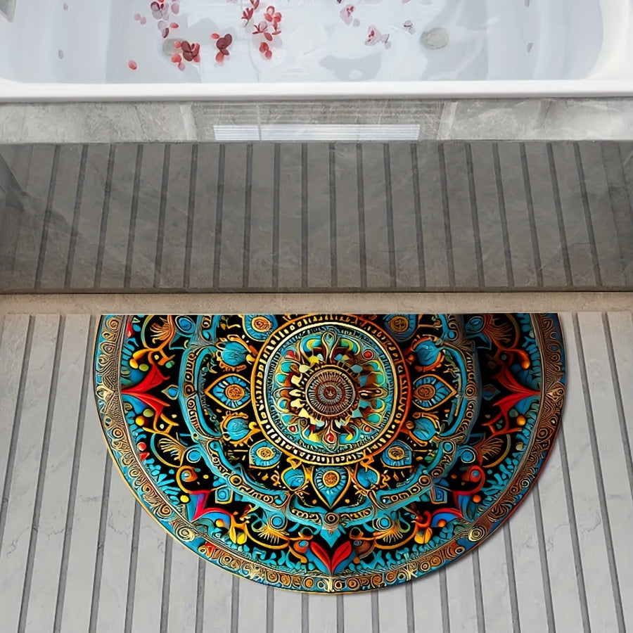 Halfrond Mandala Kleed – Bohemien Stijl en Antislip Comfort-Carpet-De Bazelaar