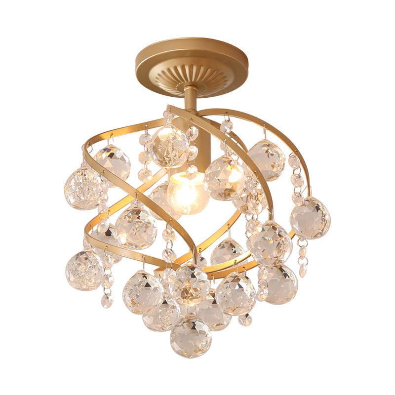 Luxe Kristallen Plafondlamp met Messing Accenten-light decor-De Bazelaar