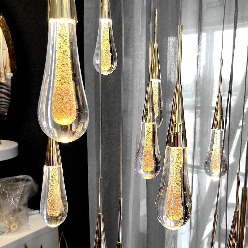 Gouden Druppel Kristallen Hanglamp-light decor-De Bazelaar