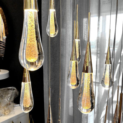 Gouden Druppel Kristallen Hanglamp-light decor-De Bazelaar