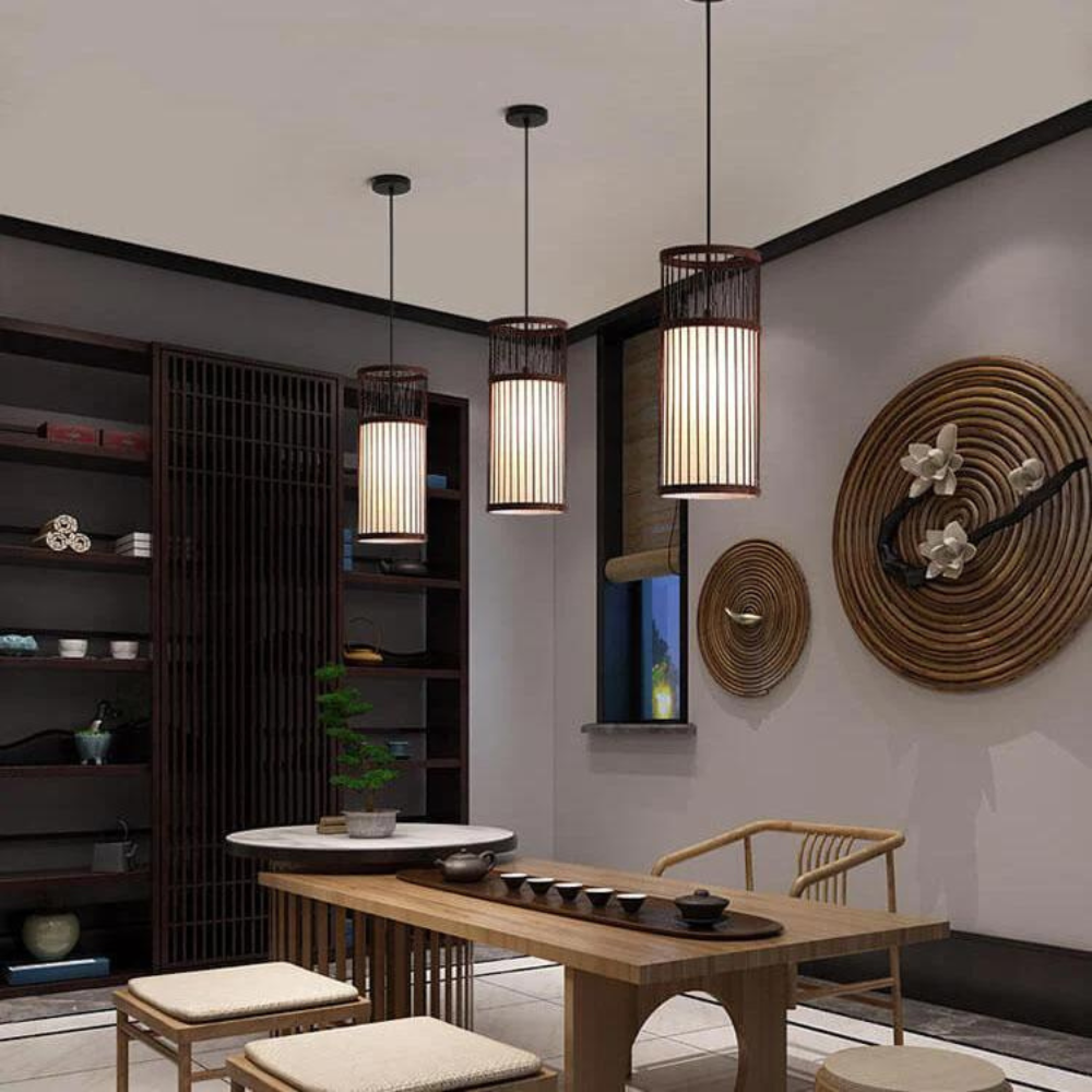 Hanglamp Bamboe Gevlochten Cilinder-light decor-De Bazelaar