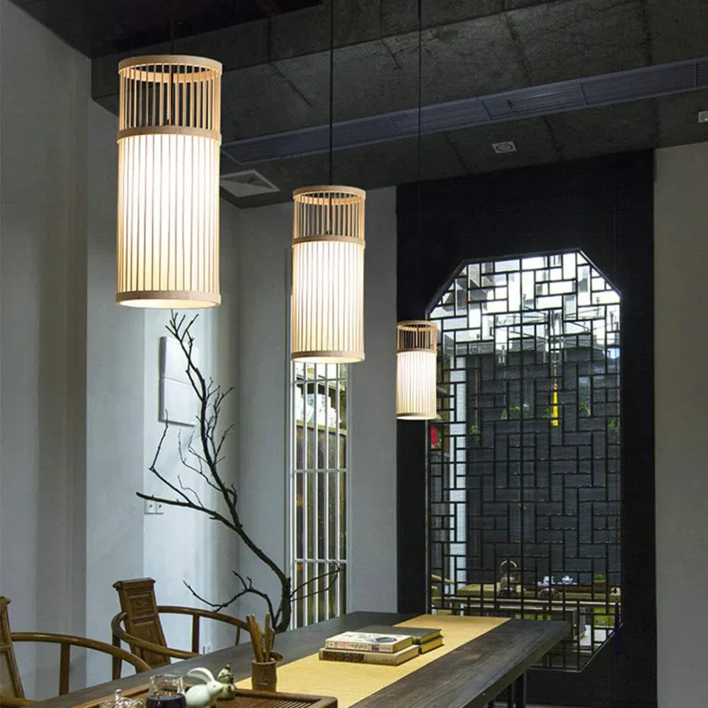 Hanglamp Bamboe Gevlochten Cilinder-light decor-De Bazelaar