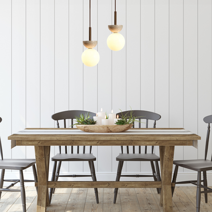 Ronde Travertin LED Hanglamp – Moderne Elegantie-light decor-De Bazelaar