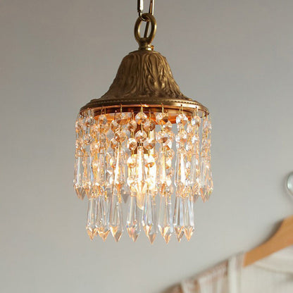 Luxe Gouden Hanglamp met Kristallen Druppelvorm – 1 Lichtpunt
