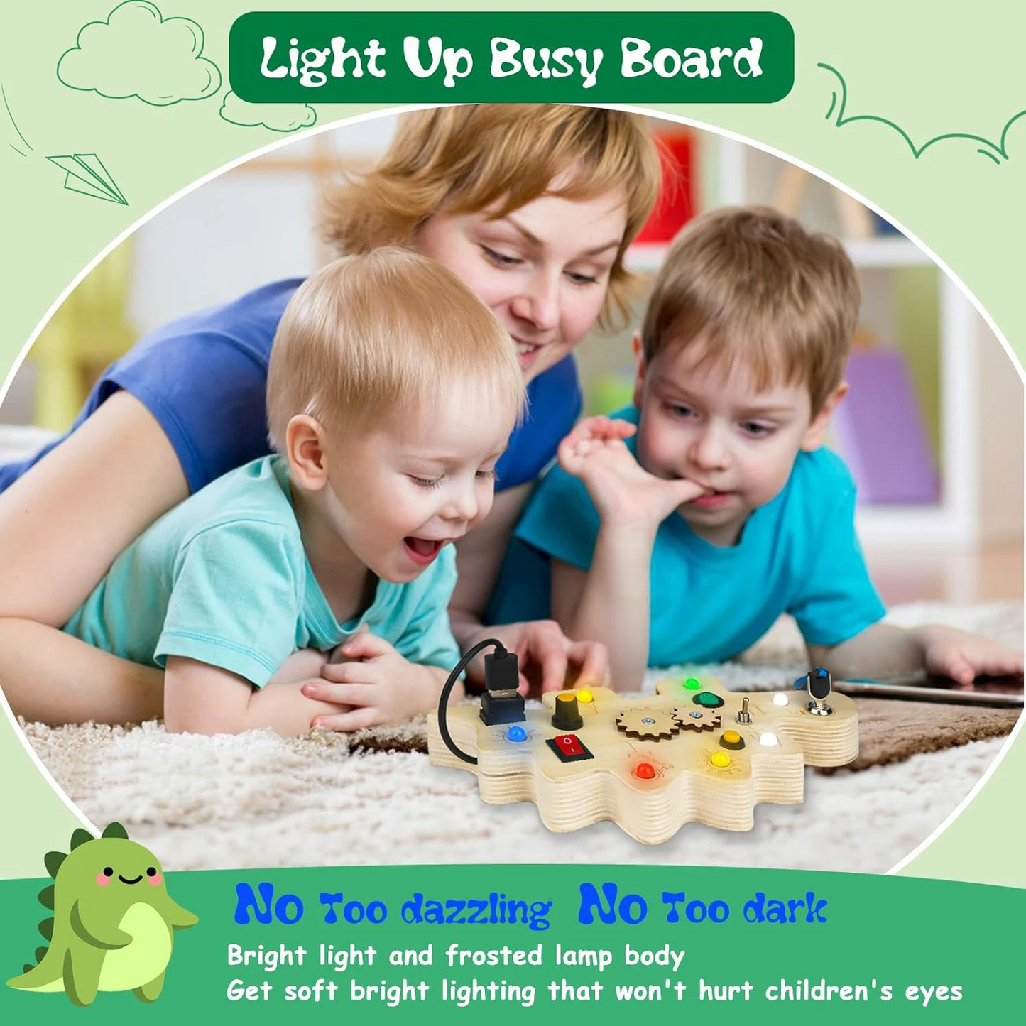 Creatief Dino Prikbord - Busy Board voor Peuters-Toys-De Bazelaar