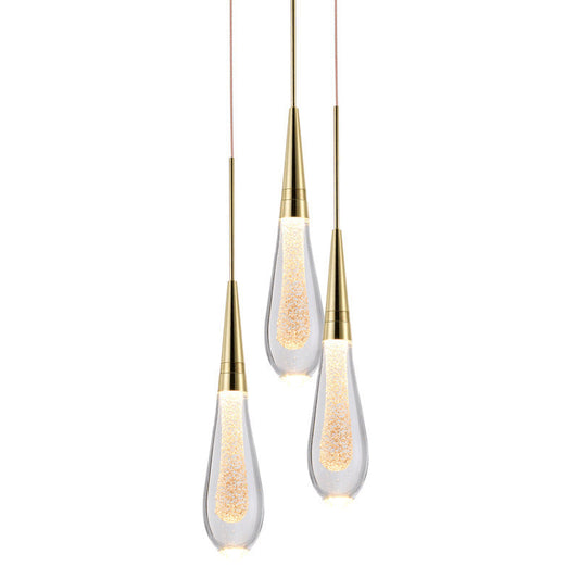 Gouden Druppel Kristallen Hanglamp-light decor-De Bazelaar