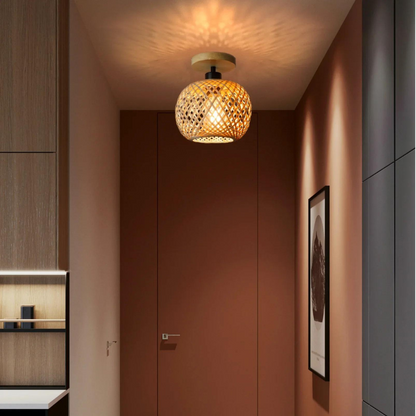 Ambachtelijke Bamboe Plafondlamp - Warm Licht en Elegantie-light decor-De Bazelaar