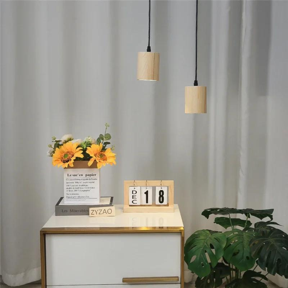 Elegante Houten Cilinder Hanglamp-light decor-De Bazelaar