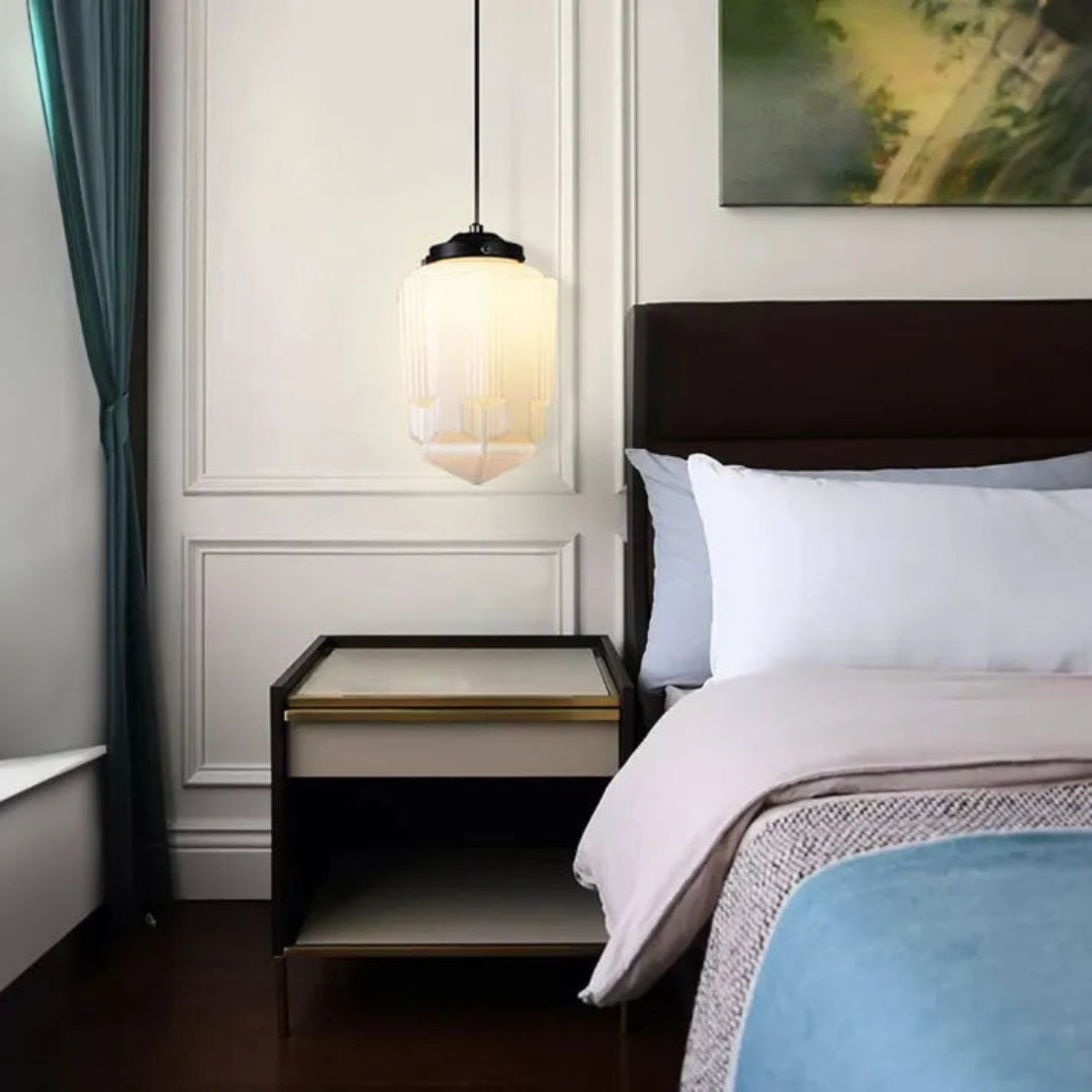 Vintage Geometrische Hanglamp van Mat Glas met LED