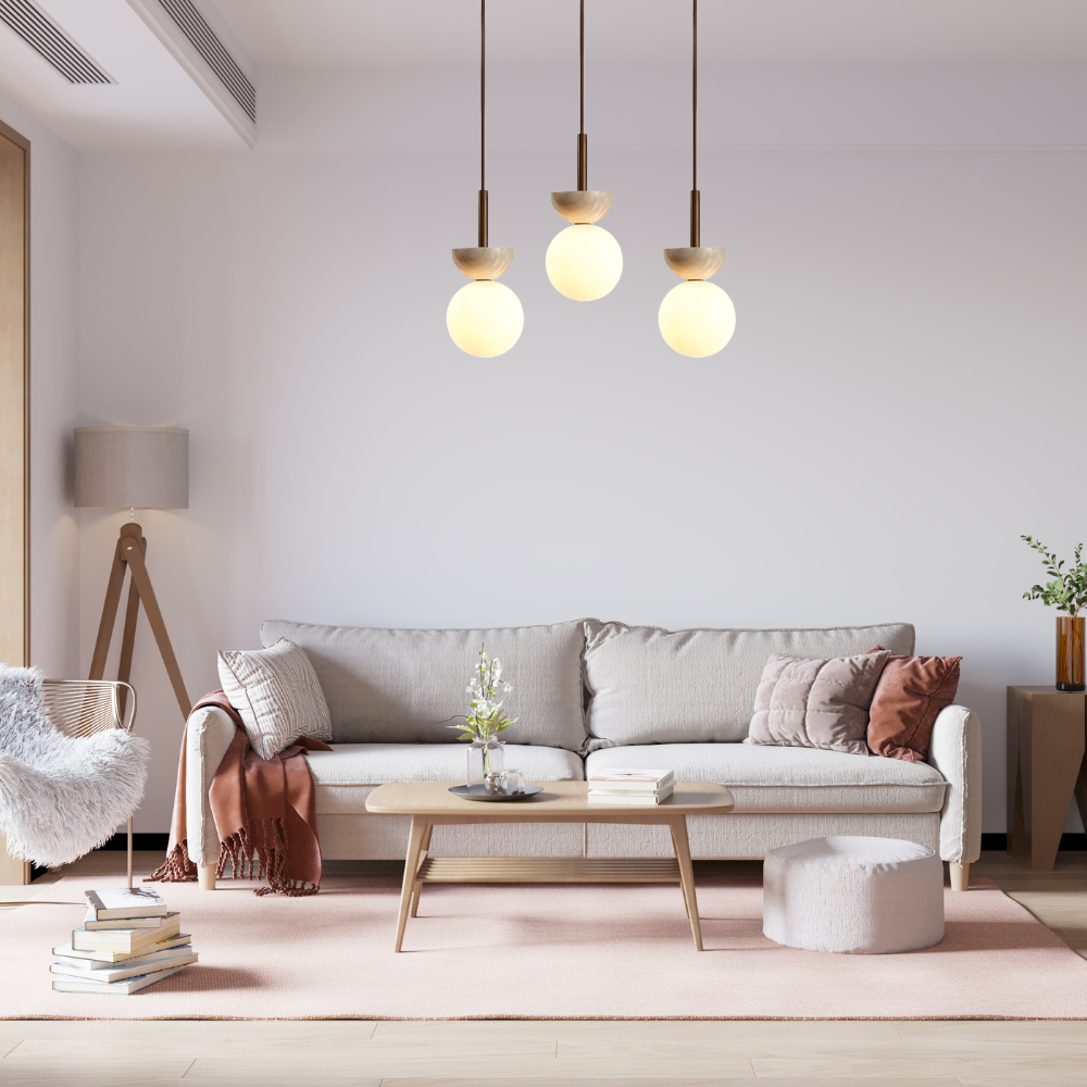 Ronde Travertin LED Hanglamp – Moderne Elegantie-light decor-De Bazelaar