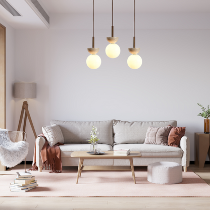 Ronde Travertin LED Hanglamp – Moderne Elegantie-light decor-De Bazelaar