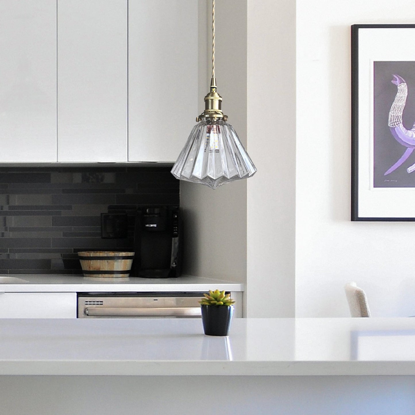 Moderne glazen diamant hanglamp-light decor-De Bazelaar