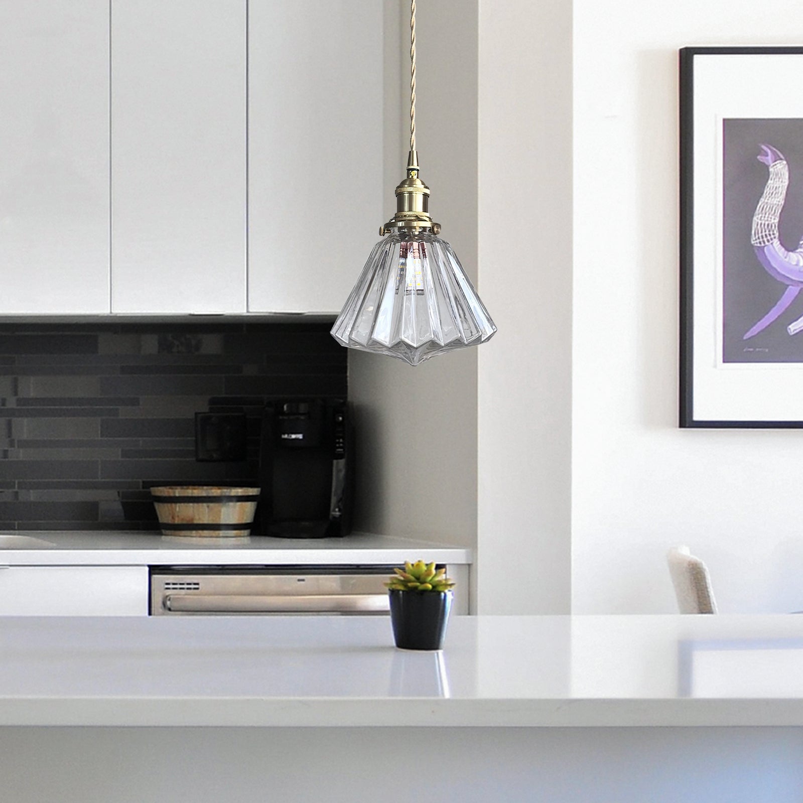 Moderne glazen diamant hanglamp-light decor-De Bazelaar