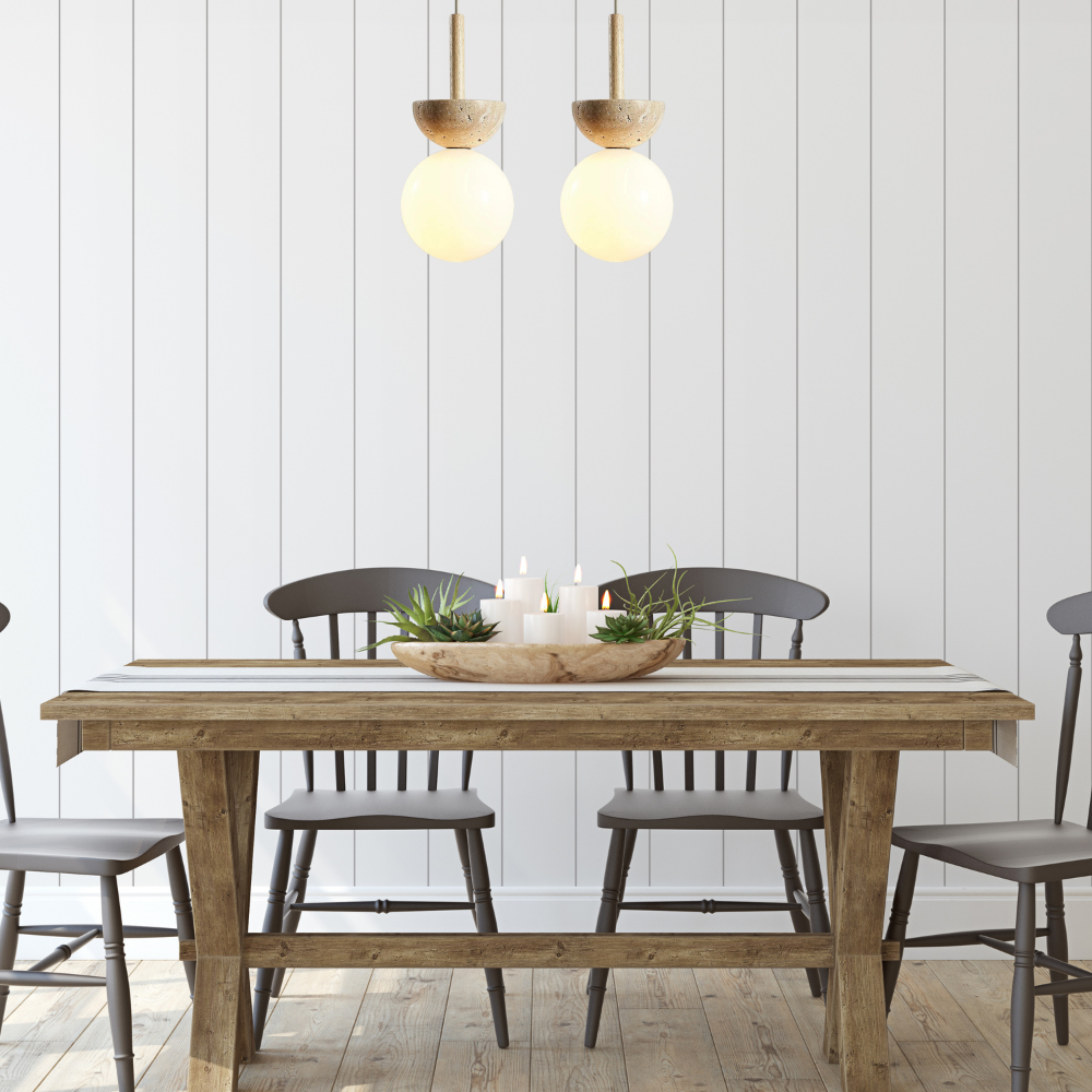 Ronde Travertin LED Hanglamp – Moderne Elegantie-light decor-De Bazelaar