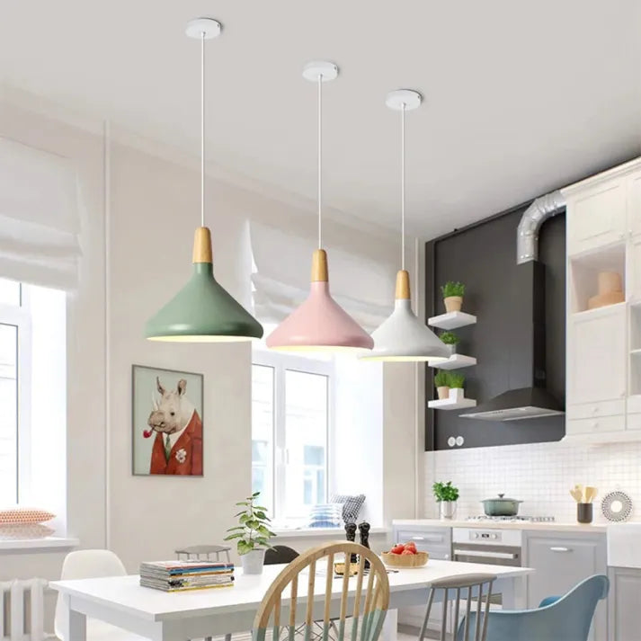 Conische Metalen Hanglamp Macaron - Minimalistisch en Stijlvol Description:-light decor-De Bazelaar