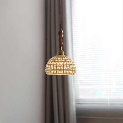 Retro Hanglamp van Gevlochten Keramiek-light decor-De Bazelaar