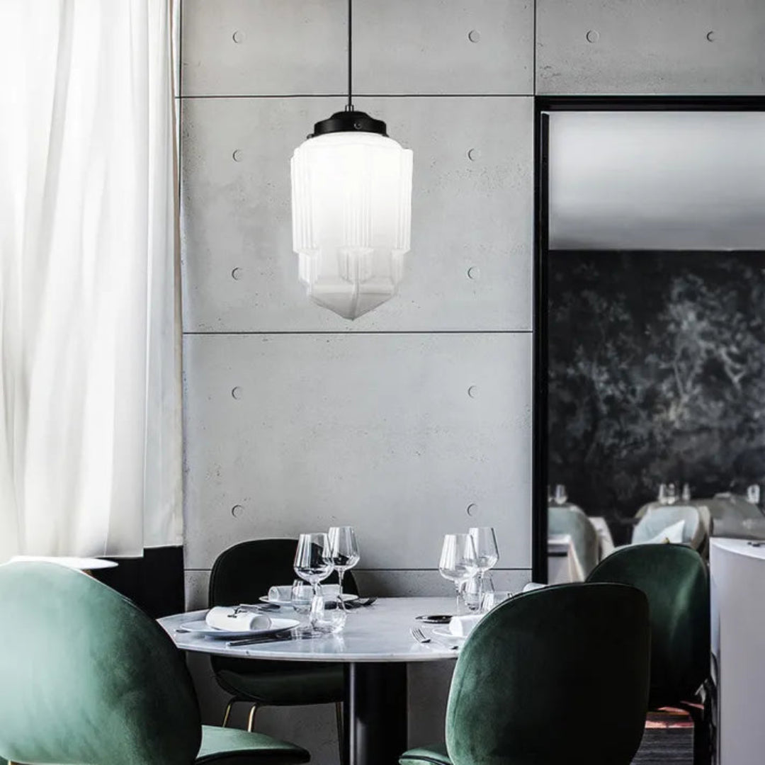 Vintage Geometrische Hanglamp van Mat Glas met LED