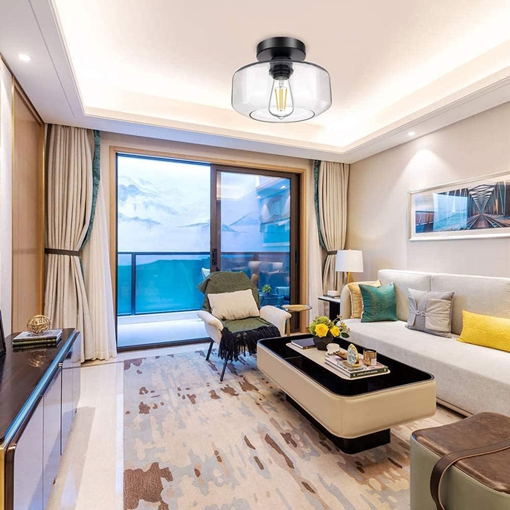 Retro Glazen Plafondlamp met Metalen Basis-light decor-De Bazelaar