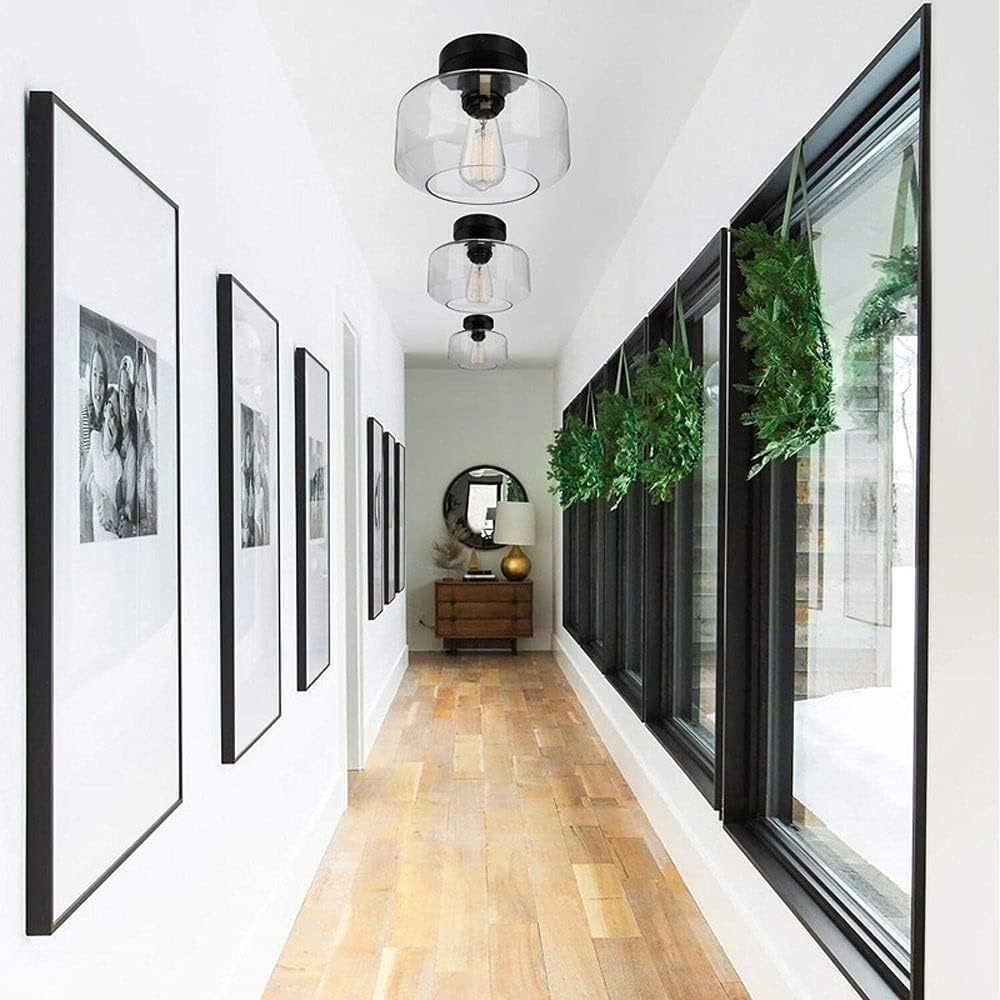 Retro Glazen Plafondlamp met Metalen Basis-light decor-De Bazelaar