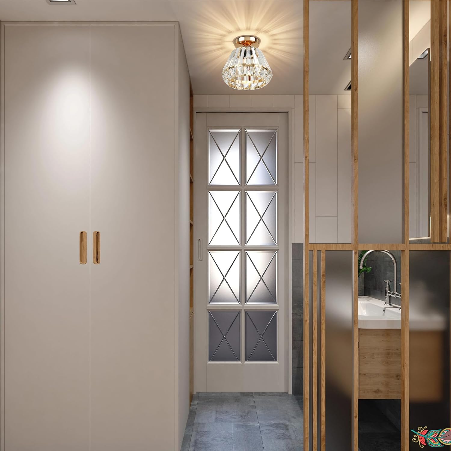 Luxe Kristallen Plafondlamp Nordic Design-light decor-De Bazelaar