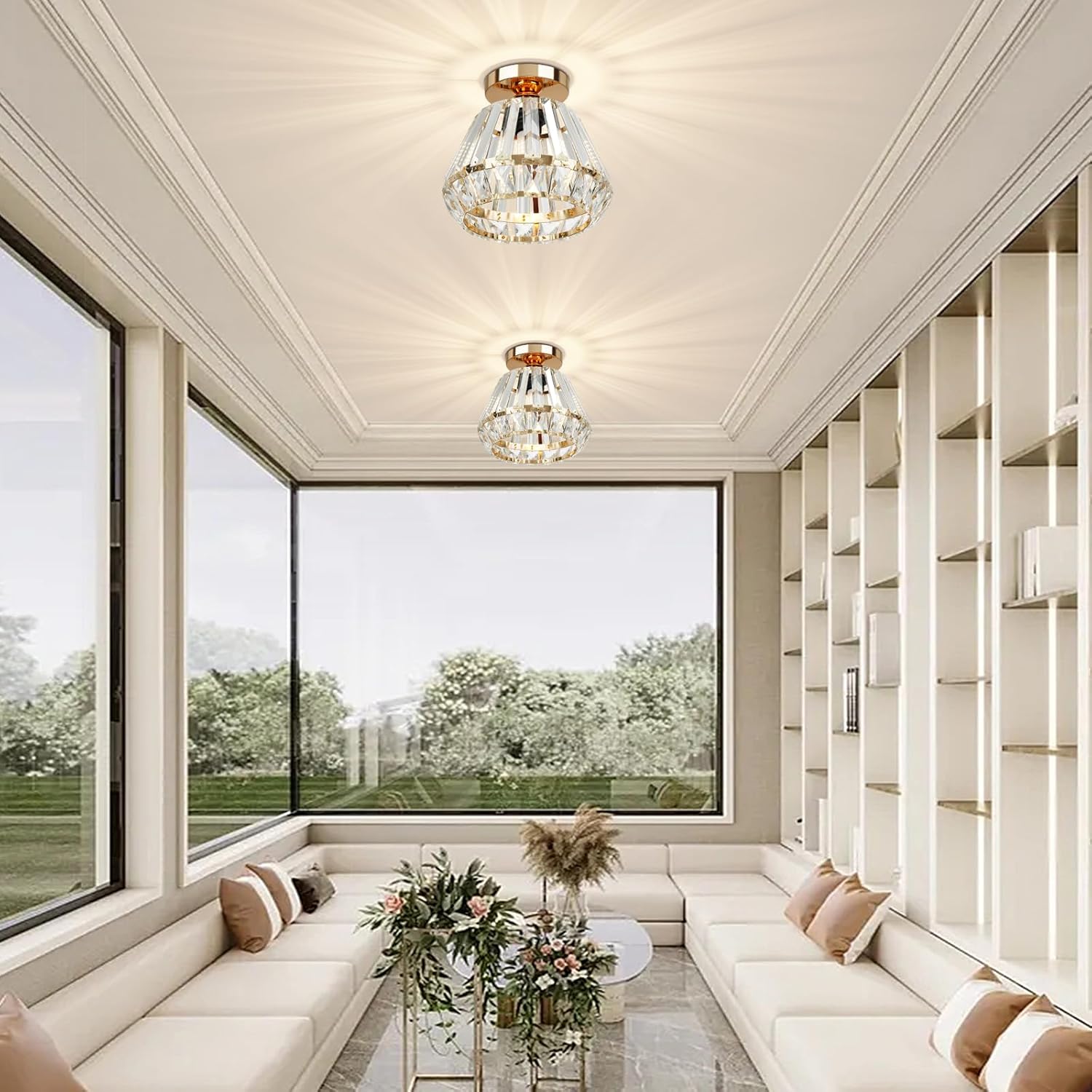 Luxe Kristallen Plafondlamp Nordic Design-light decor-De Bazelaar