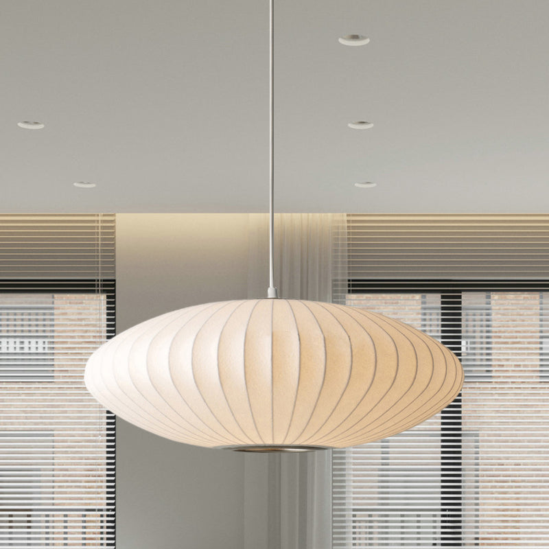 Moderne Elegante Hanglamp in Wit met Stoffen Kap - 1 Lichtbron-light decor-De Bazelaar