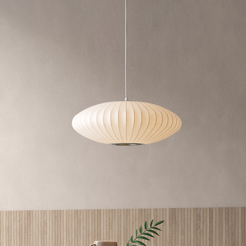 Moderne Elegante Hanglamp in Wit met Stoffen Kap - 1 Lichtbron-light decor-De Bazelaar