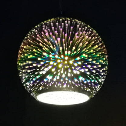 3D Glazen Hanglamp Vuurwerk – Kleurrijke Sfeerverlichting