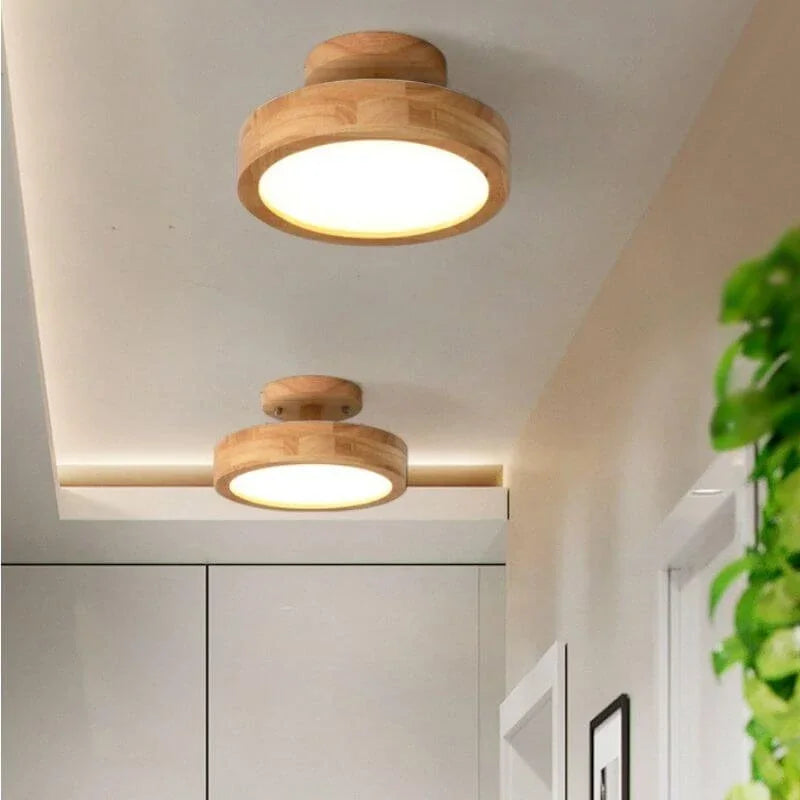 Ronde Plafondlamp van Hout – Warmte en Stijl voor Elk Interieur-Lamps-De Bazelaar