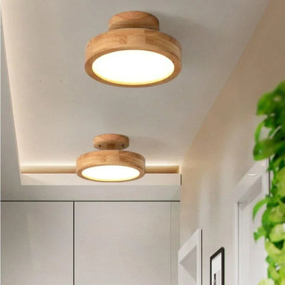 Ronde Plafondlamp van Hout – Warmte en Stijl voor Elk Interieur-Lamps-De Bazelaar