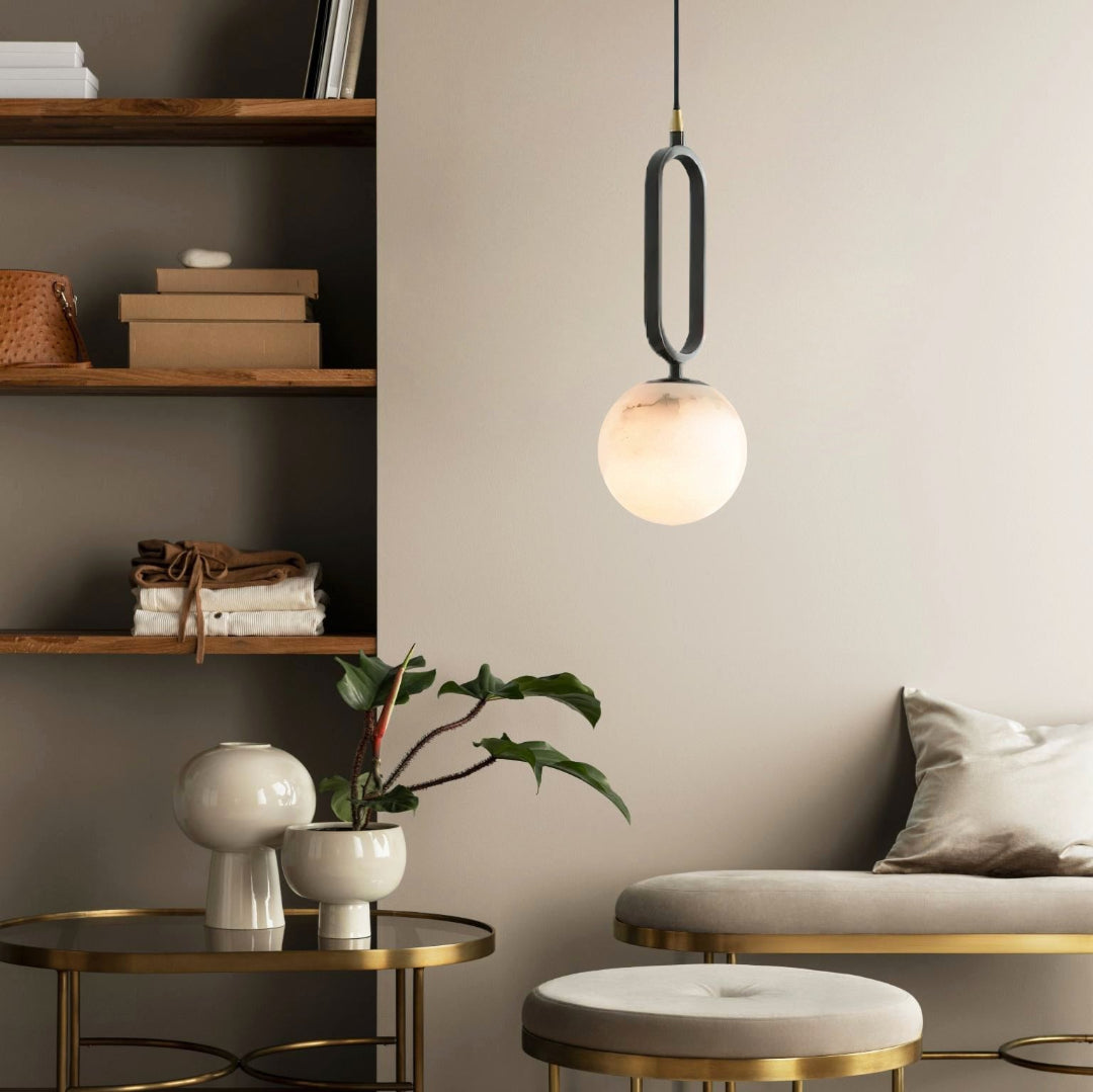 Ovale Alabaster Hanglamp – Elegante Verlichting voor Elke Ruimte