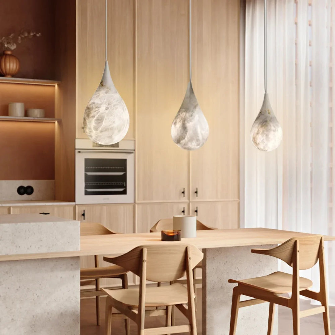 Luxe Alabaster Regen Druppel Hanglamp – Moderne LED Kroonluchter