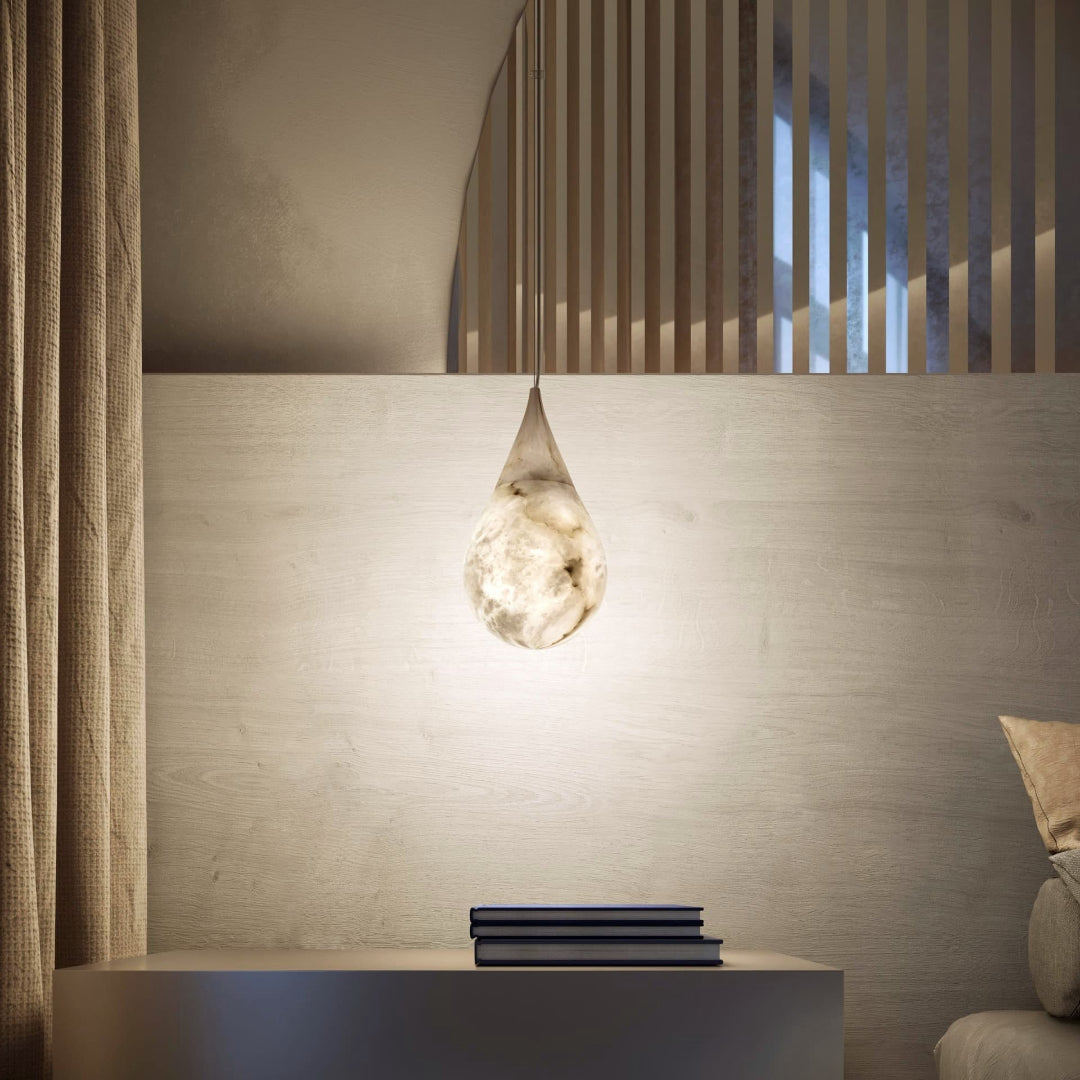 Luxe Alabaster Regen Druppel Hanglamp – Moderne LED Kroonluchter