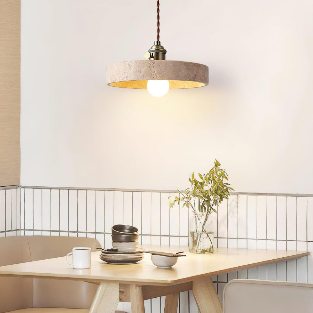 Moderne Travertin Hanglamp – Tijdloos Design voor Elke Ruimte