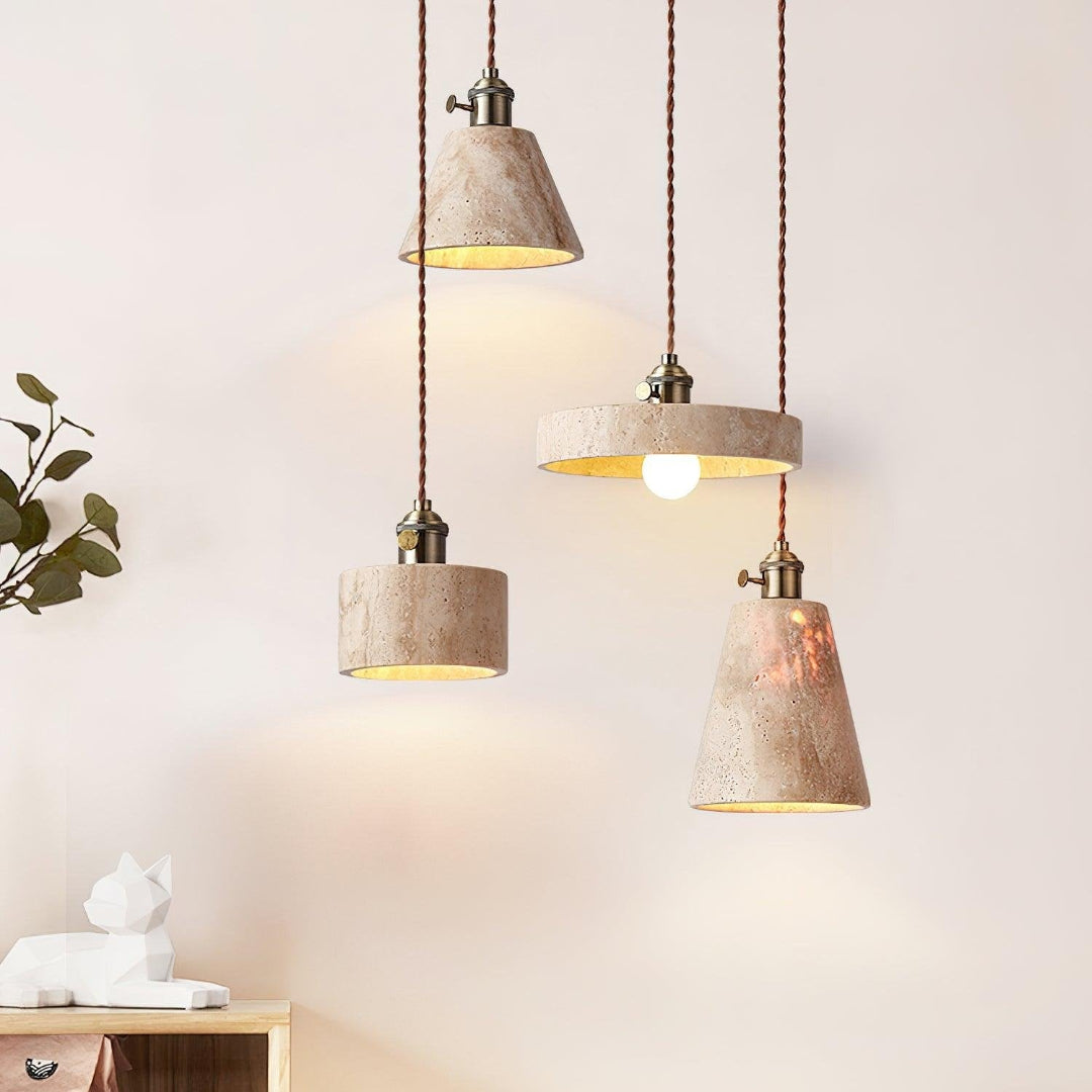 Moderne Travertin Hanglamp – Tijdloos Design voor Elke Ruimte